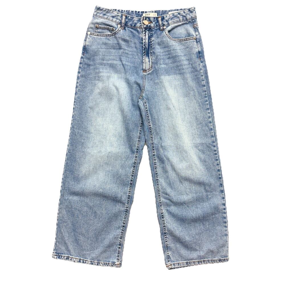 OAT New York Jeans High Rise Wide Leg Light Wash Cloud Luxe Denim 8/29